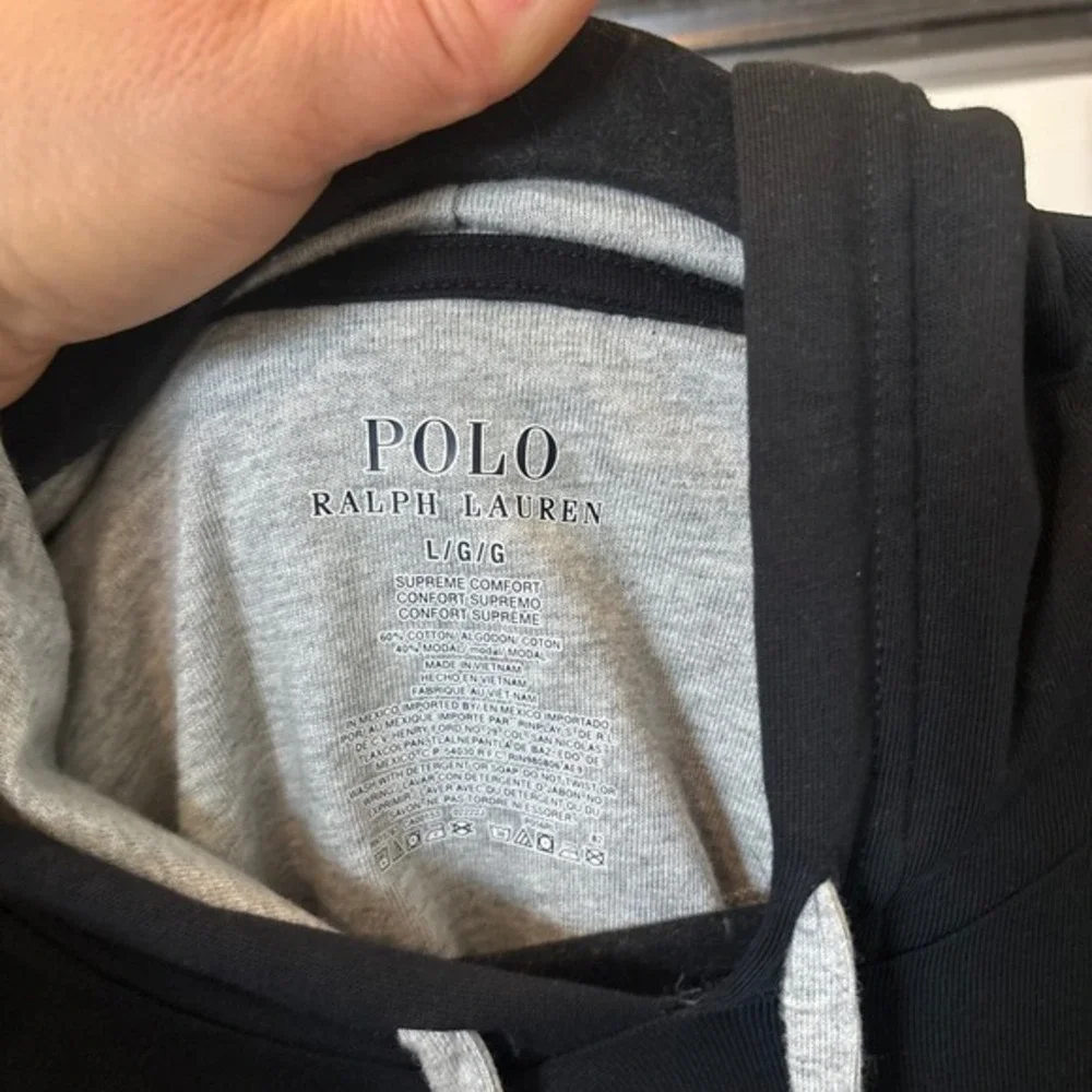 Polo Ralph Lauren Black Knit Supreme Comfort‎ Hoodie Men's Shirt Size Large